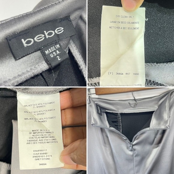 bebe Women Ruched Side Pleat Pencil Skirt Satined Size 2 - Picture 9 of 16